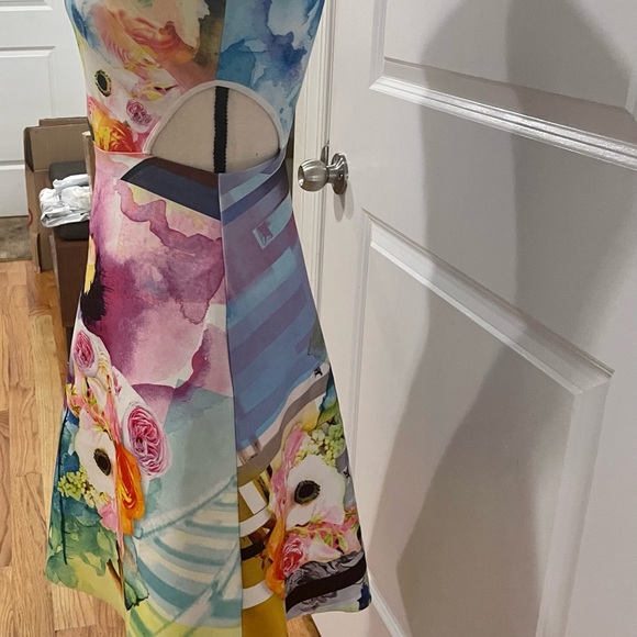 Clover Canyon Fluorescent Rose Cut Out Neoprene Dress in Multi Sz S - Picture 6 of 15